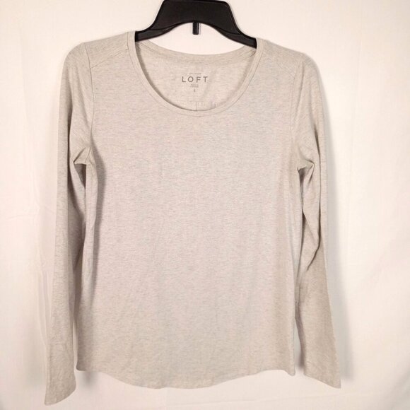 Ann Taylor Loft Tops - Ann Taylor LOFT Oatmeal Shimmer Top Metallic Long Sleeve Tee size S